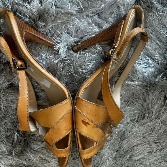 Manolo Blahnik Crisscross Sandals strappy dress shoe heels y2k open toe cage
