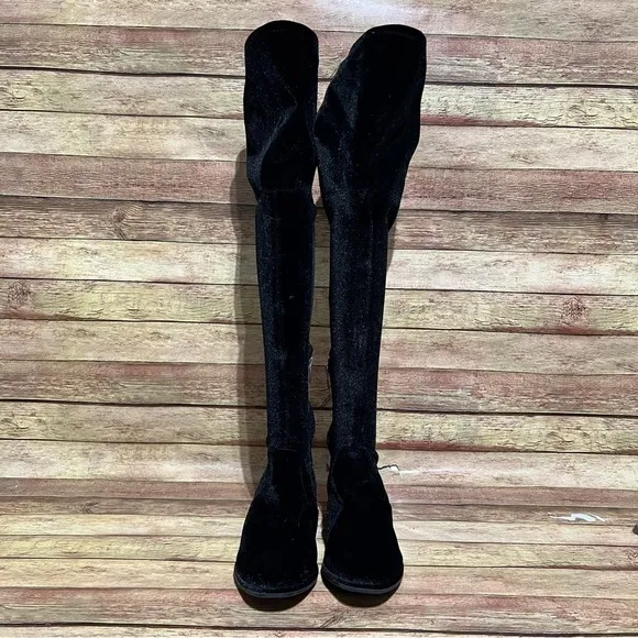 Marc Fisher Black Velvet Knee High Boots