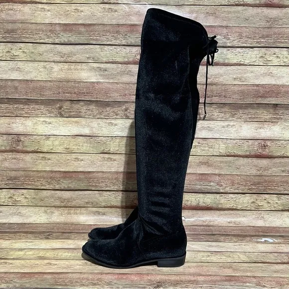 Marc Fisher Black Velvet Knee High Boots