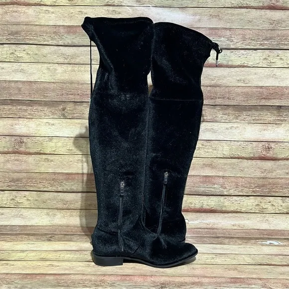 Marc Fisher Black Velvet Knee High Boots