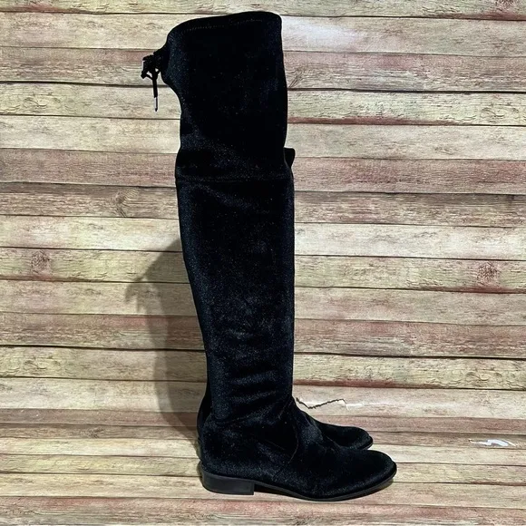 Marc Fisher Black Velvet Knee High Boots
