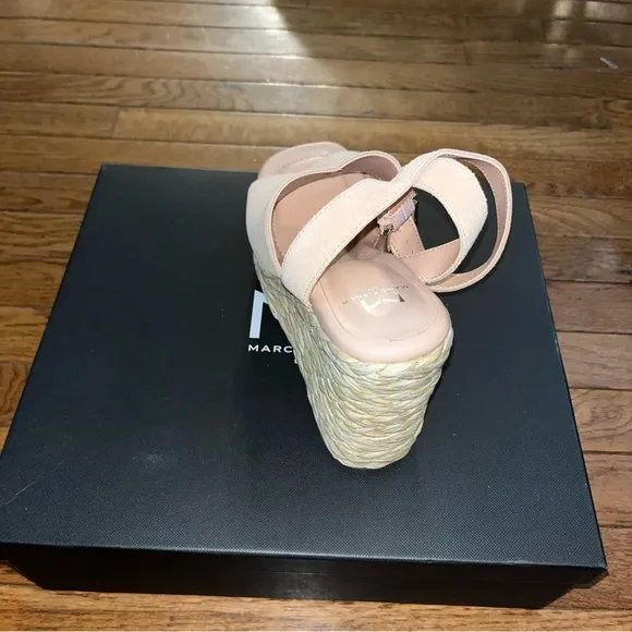 Marc Fisher LTD Nelly Ankle Strap Wedge Sandals Light Natural 111 Women’s 10