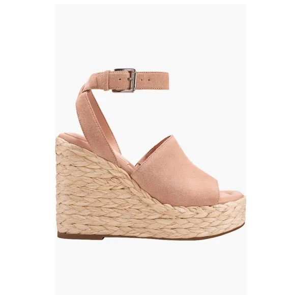 Marc Fisher LTD Nelly Ankle Strap Wedge Sandals Light Natural 111 Women’s 10