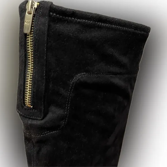 Marc Fisher suede black knee high boots - only worn once, gold accents