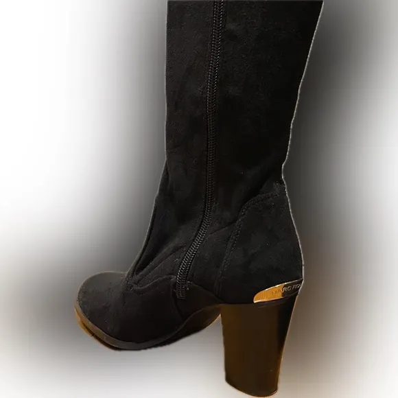 Marc Fisher suede black knee high boots - only worn once, gold accents