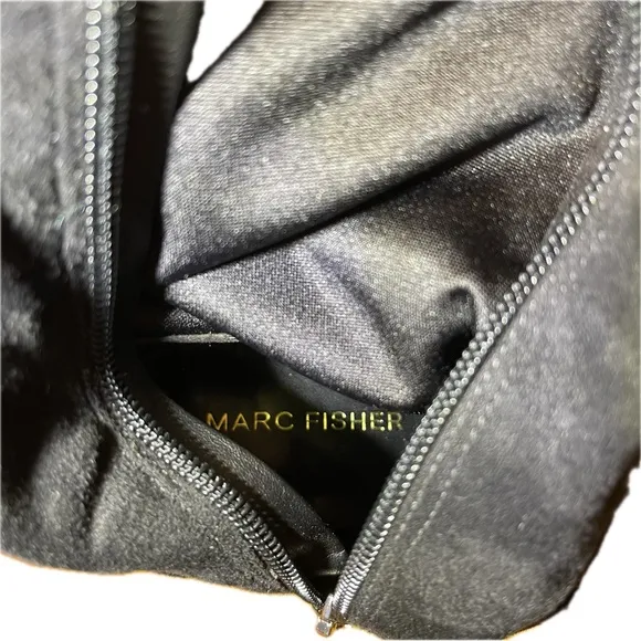 Marc Fisher suede black knee high boots - only worn once, gold accents