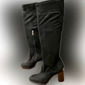 Marc Fisher suede black knee high boots - only worn once, gold accents