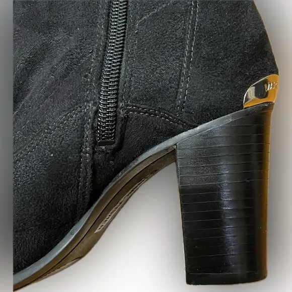 Marc Fisher suede black knee high boots - only worn once, gold accents