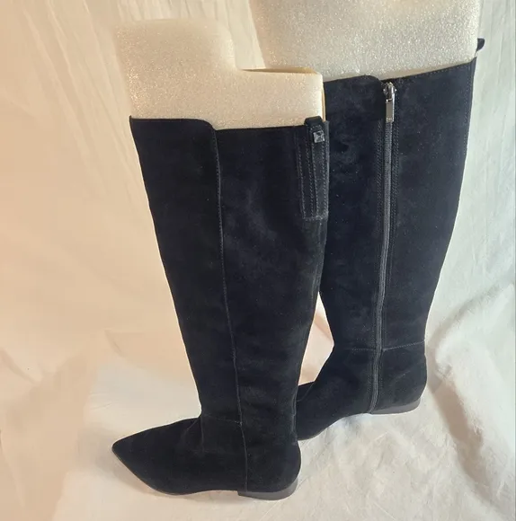 Marc Fisher Womens Size 7M Black Suede Zip Knee High Fashion Boots New