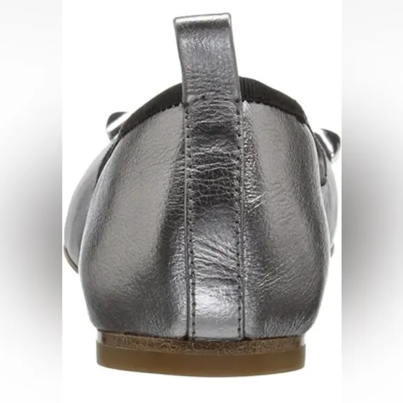 Marc Jacobs Women's Cleo Silver Black Leather Ballet Flats Studded Shoes 6 / 36