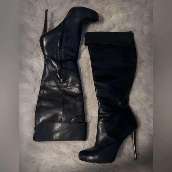 Marciano | High Quality Black Leather Knee High Women's Boots
