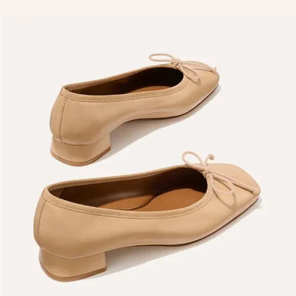 Margaux The Ada Low Heel Ballet with Bow Detail and Square Toe
