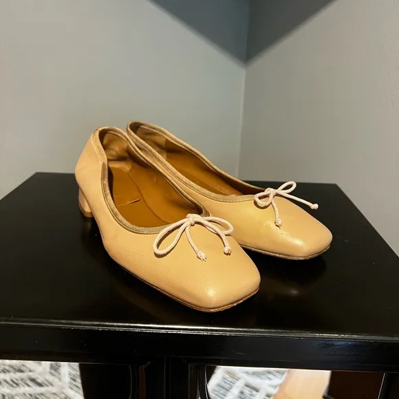 Margaux The Ada Low Heel Ballet with Bow Detail and Square Toe
