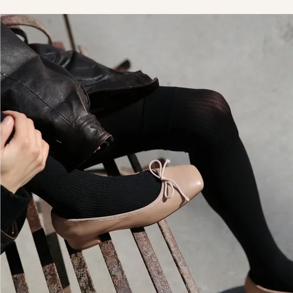 Margaux The Ada Low Heel Ballet with Bow Detail and Square Toe