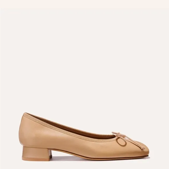 Margaux The Ada Low Heel Ballet with Bow Detail and Square Toe