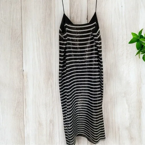 MARIE OLIVER SLIP STRIPE SEQUIN DRESS