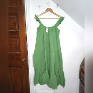 MARINE LAYER Jade Sheen Jude Flutter Sleeve Cottagecore Midi Dress NEW Size M