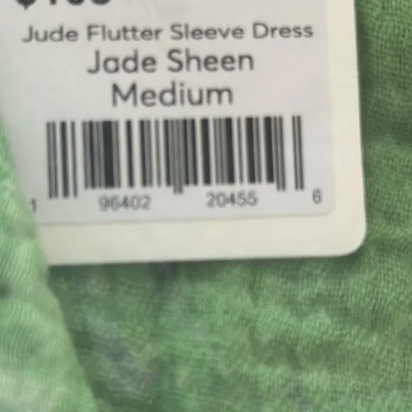 Marine Layer Jude Dress Flutter Sleeve Tiered Swing Midi Jade Sheen Green NWT M