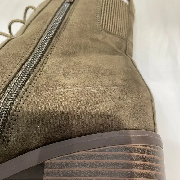 Market &amp; Spruce Boots Womens Size 10 Green Combat Mid Calf Lace Up Zip Bootie