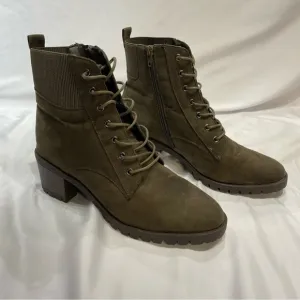 Market &amp; Spruce Boots Womens Size 10 Green Combat Mid Calf Lace Up Zip Bootie
