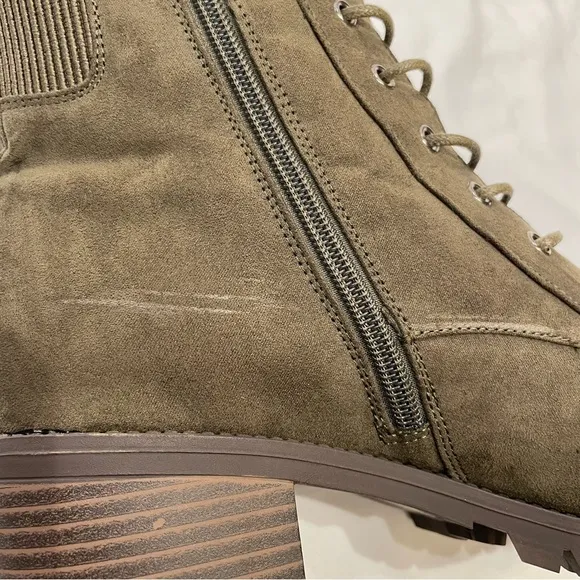 Market &amp; Spruce Boots Womens Size 10 Green Combat Mid Calf Lace Up Zip Bootie
