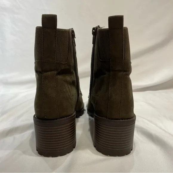 Market &amp; Spruce Boots Womens Size 10 Green Combat Mid Calf Lace Up Zip Bootie