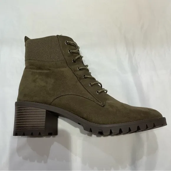 Market &amp; Spruce Boots Womens Size 10 Green Combat Mid Calf Lace Up Zip Bootie