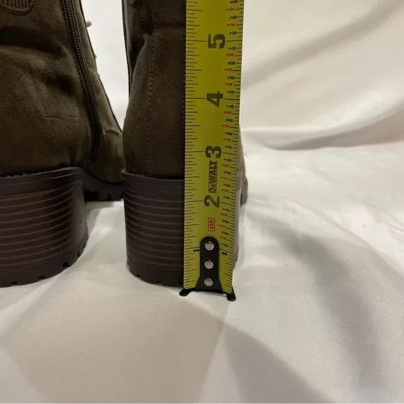 Market &amp; Spruce Boots Womens Size 10 Green Combat Mid Calf Lace Up Zip Bootie