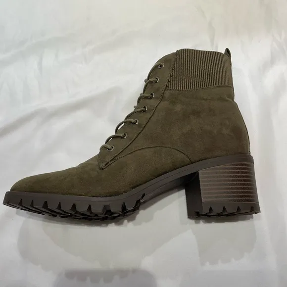 Market &amp; Spruce Boots Womens Size 10 Green Combat Mid Calf Lace Up Zip Bootie