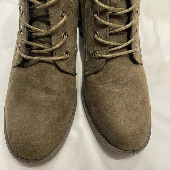 Market &amp; Spruce Boots Womens Size 10 Green Combat Mid Calf Lace Up Zip Bootie