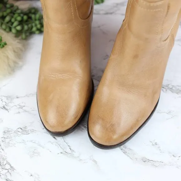 Matisse Tan Leather Knee High Pull On Boots Metal Ring Accent Brown Size 8.5