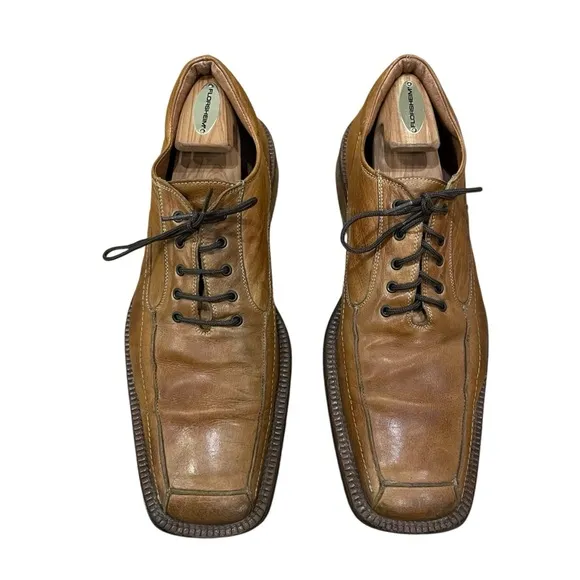 McKanty Brown Leather Square Toe Oxford Loafer Dress Shoes Men’s Size 10 / EU 44