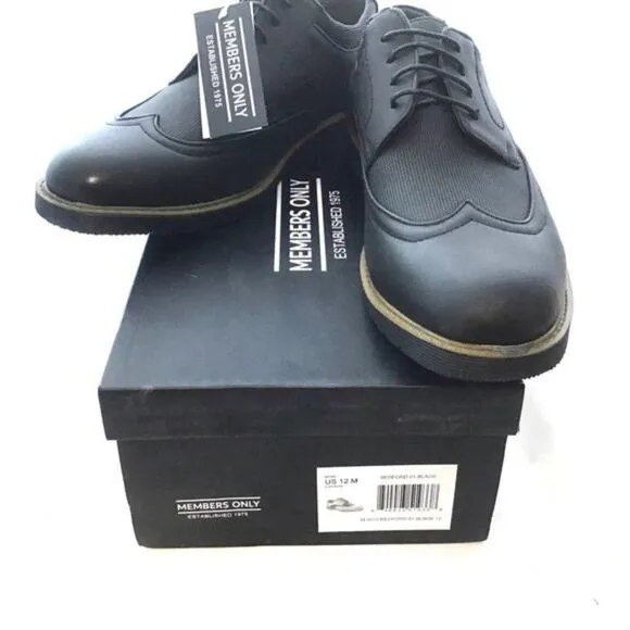 Members Only Wing Tip Oxfords Shoes Men's Dress Comfort Bedford Black 12 NWB