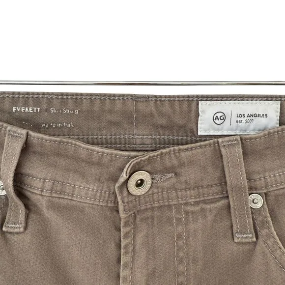 Men's AG Everett Sueded Stretch Sateen Slim Straight Pants | 31x32 | Stone