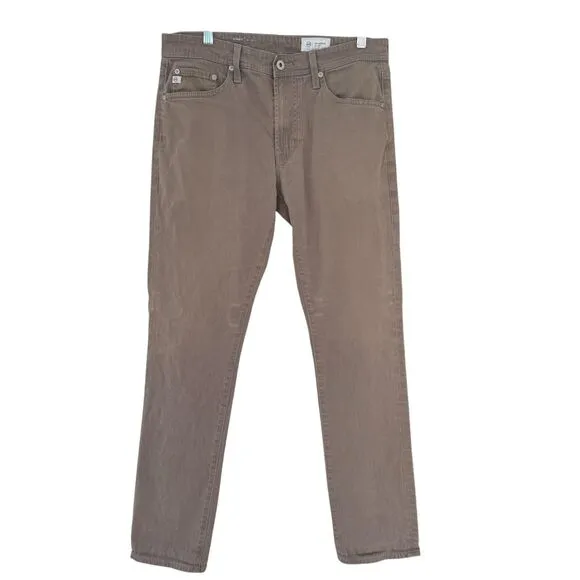 Men's AG Everett Sueded Stretch Sateen Slim Straight Pants | 31x32 | Stone