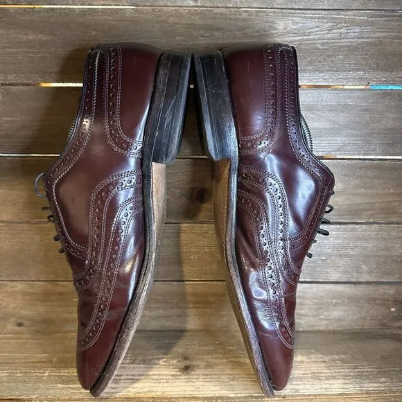 Mens Allen Edmonds McAllister Brown Leather Wingtip Brogue Dress Shoes Size 12 D