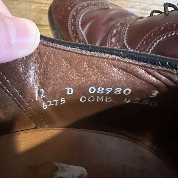 Mens Allen Edmonds McAllister Brown Leather Wingtip Brogue Dress Shoes Size 12 D