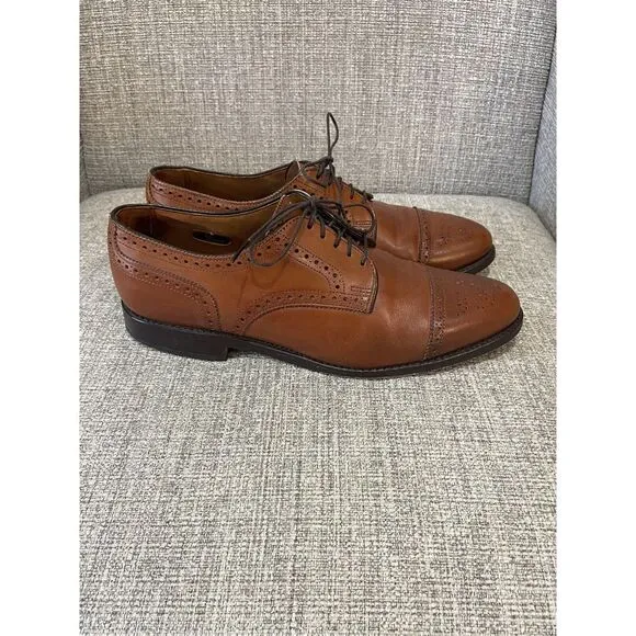 Men's Allen Edmonds Sanford Cap Toe Dress‎ Shoe Leather 9B Walnut Brown