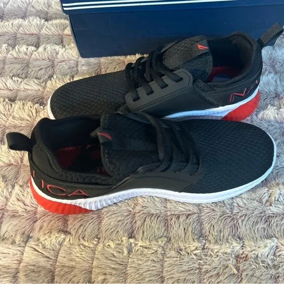 Men's Black and Red Athletic Shoes