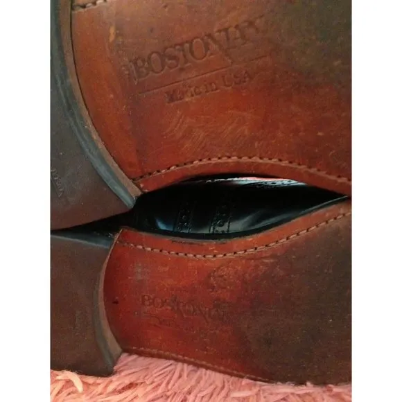 Men's Bostonian Impression Black Leather Wingtip Foot Saver Dress Shoes Size 11