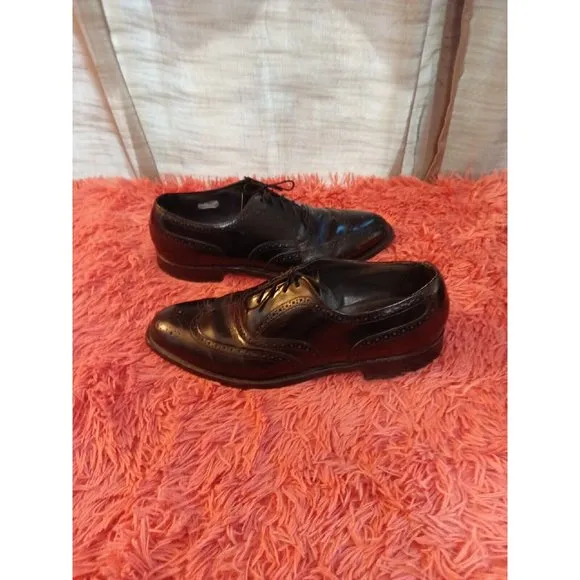 Men's Bostonian Impression Black Leather Wingtip Foot Saver Dress Shoes Size 11