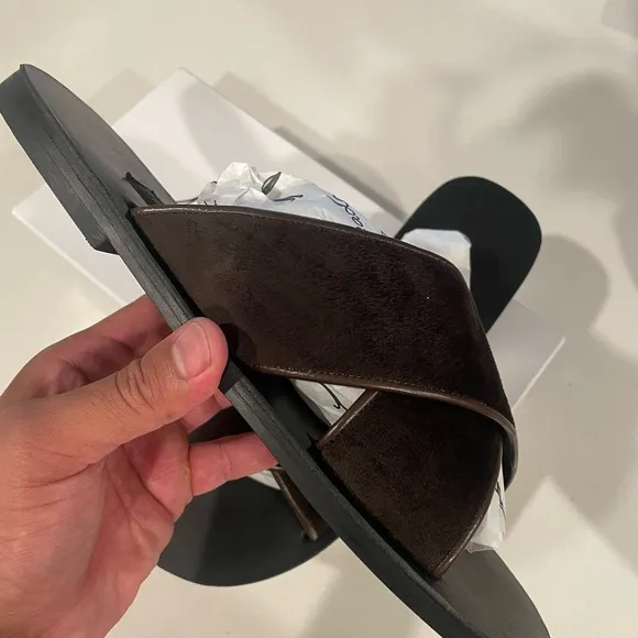Men's Chocolate Brown Suede Sandals