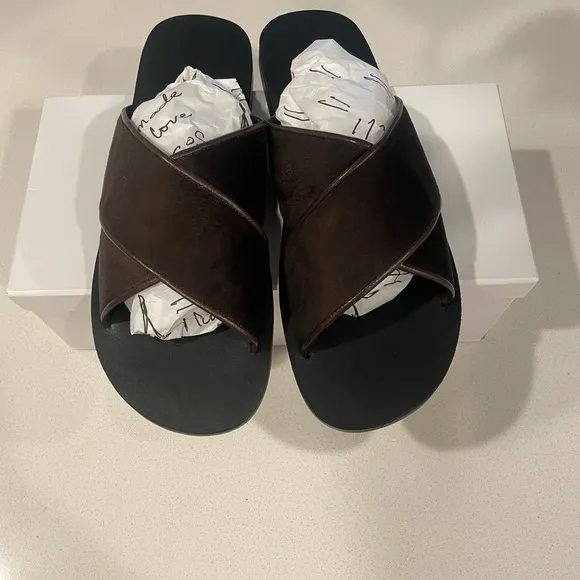 Men's Chocolate Brown Suede Sandals