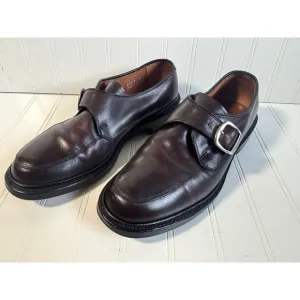 mens cordovan Allen Edmonds Halsted dress shoes leather monk strap buckle 8.5 D