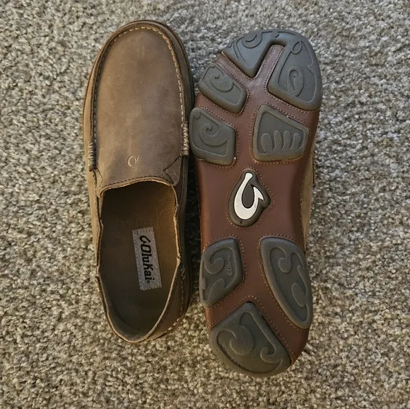 Mens OLUKAI Moloa Leather Slip On Shoes 9