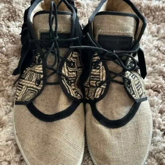 Mens Sz 10 Lace Up Fringed Black &amp; Tan Athletic Shoes ANDROID HOMME MACH 2