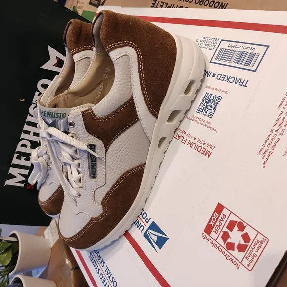 Mephisto Men's White and Brown Sneakers