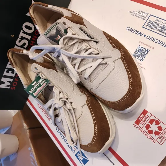 Mephisto Men's White and Brown Sneakers