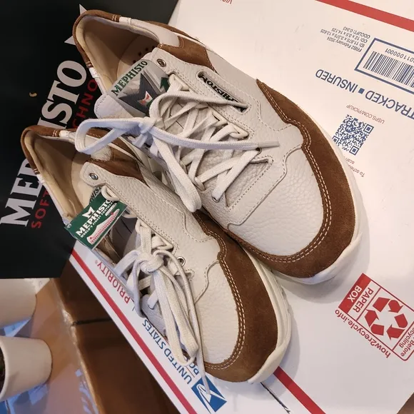 Mephisto Men's White and Brown Sneakers