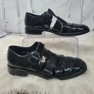 MEZLAN Diablo Mens 8.5 Black Leather Made In Spain Fisherman Sandals Dress Shoes